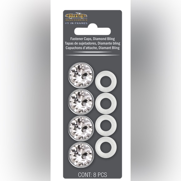 Black & Chrome Princess License Plate Frame & Diamond Bling Fasteners New - Picture 16 of 16